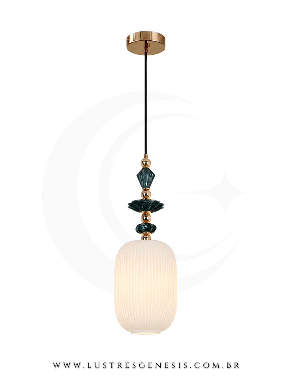 Lustre Pendente Escandinava Dourado com Cer&acirc;mica Para Quarto, Bancada Gourmet e Cabeceira de Cama